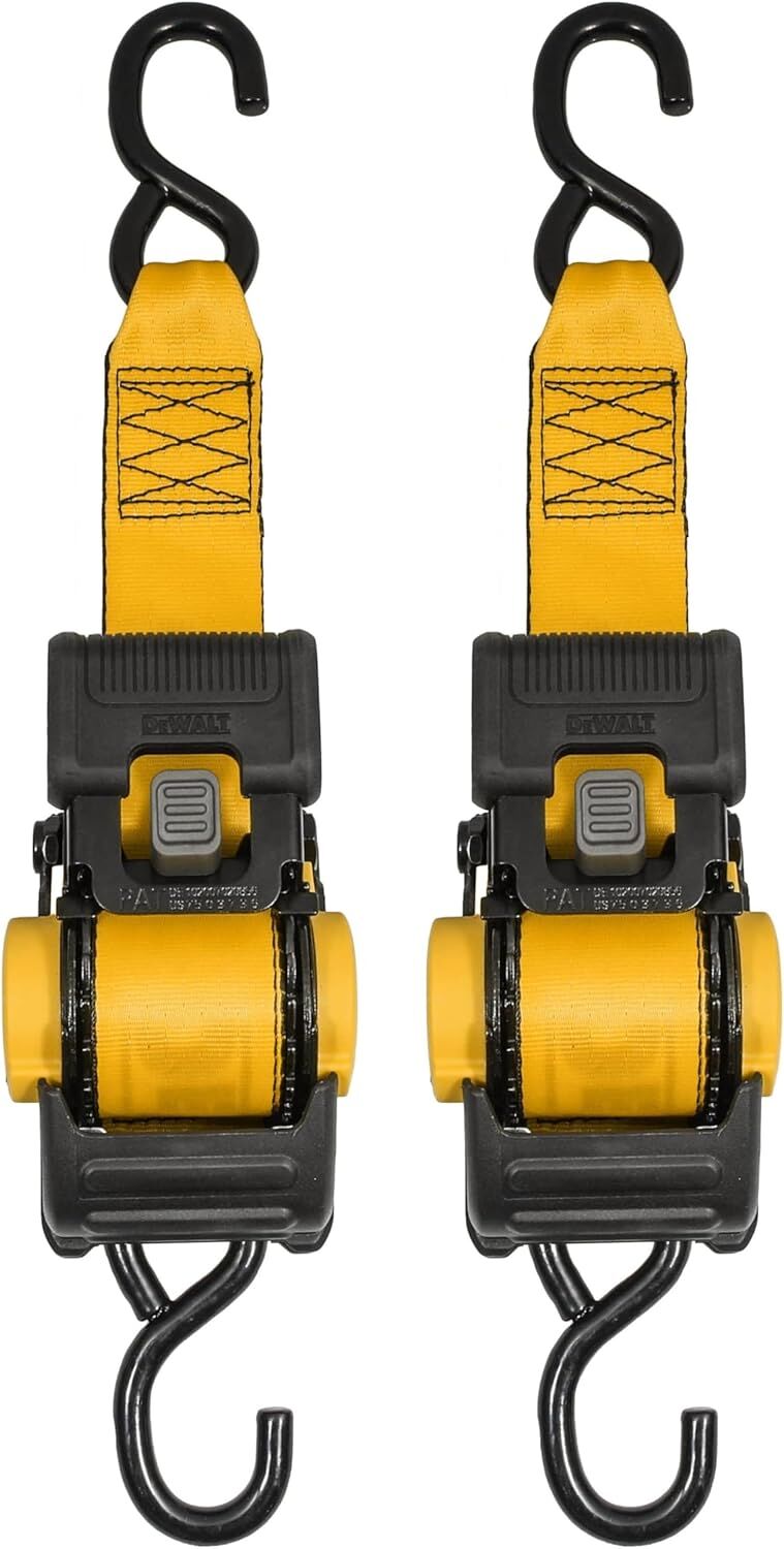 DeWalt Auto Retractable Ratchet Straps, 2-In x 10-Ft, 2-Pk