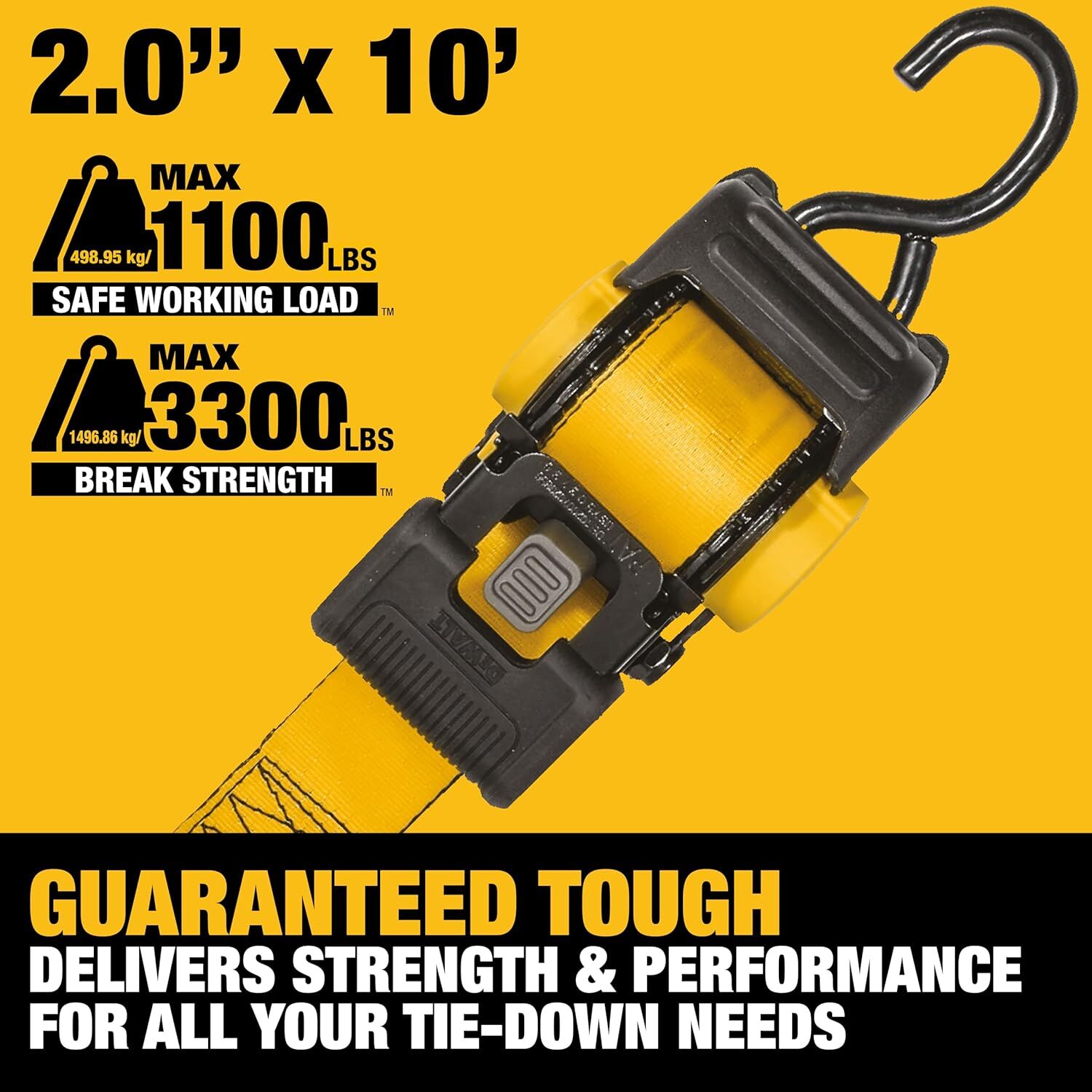 DeWalt Auto Retractable Ratchet Straps, 2-In x 10-Ft, 2-Pk
