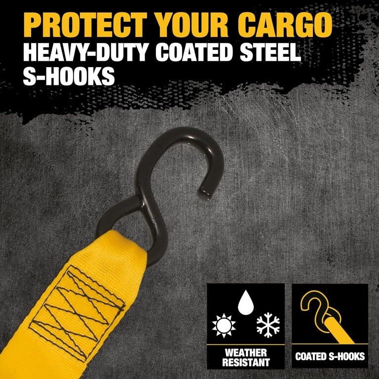 DeWalt Auto Retractable Ratchet Straps, 2-In x 10-Ft, 2-Pk