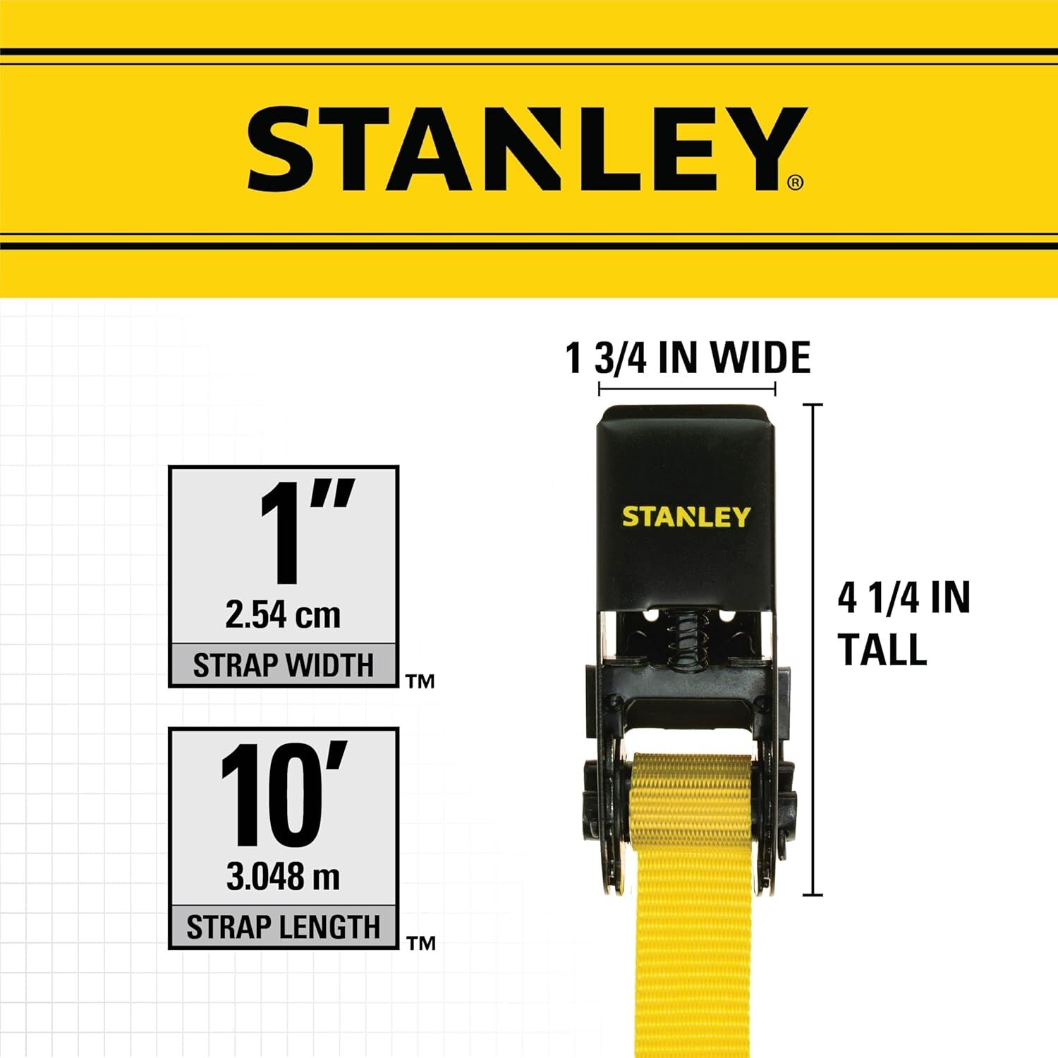 Stanley 1-In X 10-Ft Ratchet Straps, 4-Pk