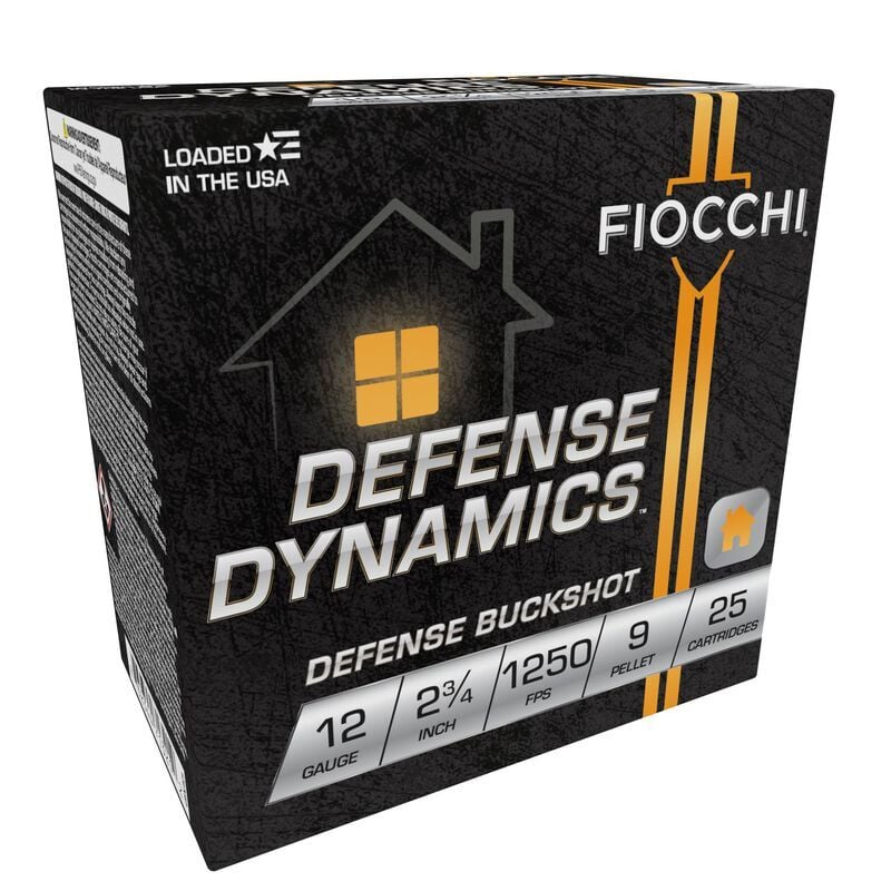 Fiocchi Defense Dynamics Buckshot, 12 Gauge, 1 Buck Shot, 2 3/4" Shotshell, 25 rd.