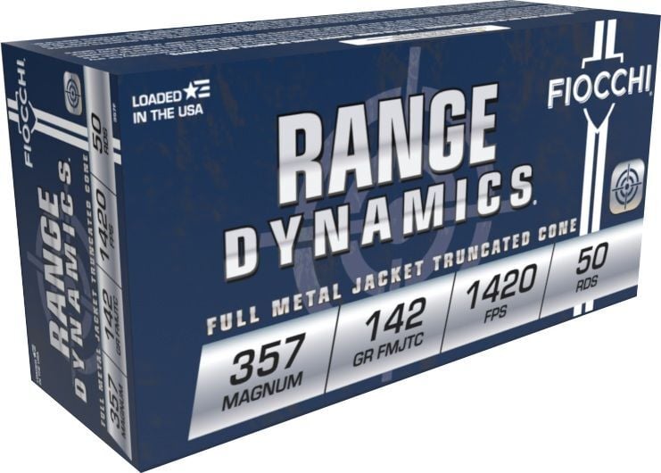 Fiocchi Range Dynamics .357 Mag, 142 Gran FMJTC Pistol Ammo, 50-Rd