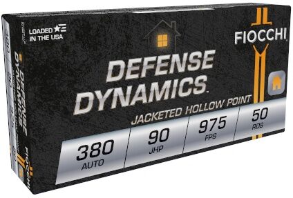 Fiocchi Defense Dynamics .380 Auto, 90 Grain Jacketed Hollow Point Pistol Ammo, 50-Rd