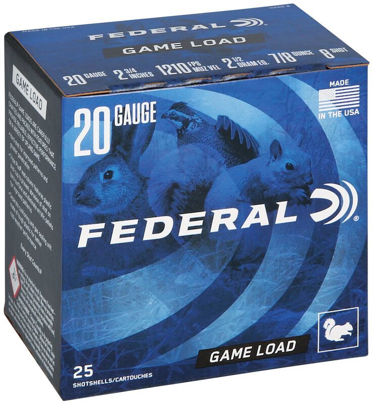 Federal Game Load Upland 20 Gauge 2 3/4" #8 Shot, 7/8-Oz, 25-Rd