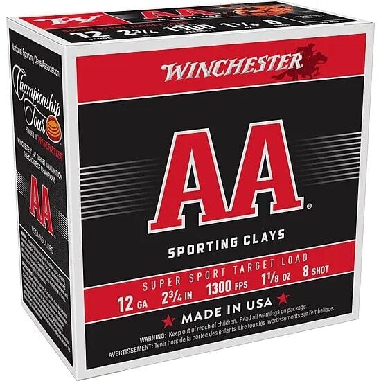 Winchester AA Super Sport Target Load 12 Gauge 2 3/4" #8 Shot, 1 1/8-Oz, 25-Rd