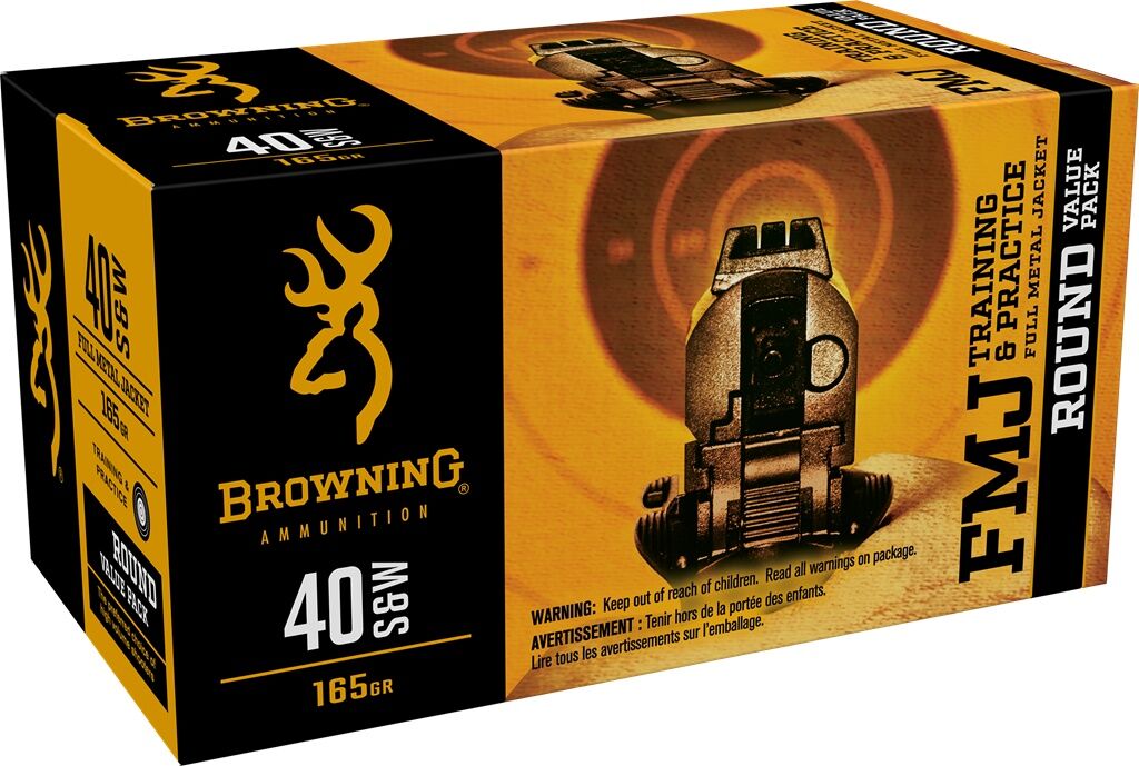 Browning Training & Practice .40 S&W, 165 Grain FMJ Pistol Ammo, 50-Rd