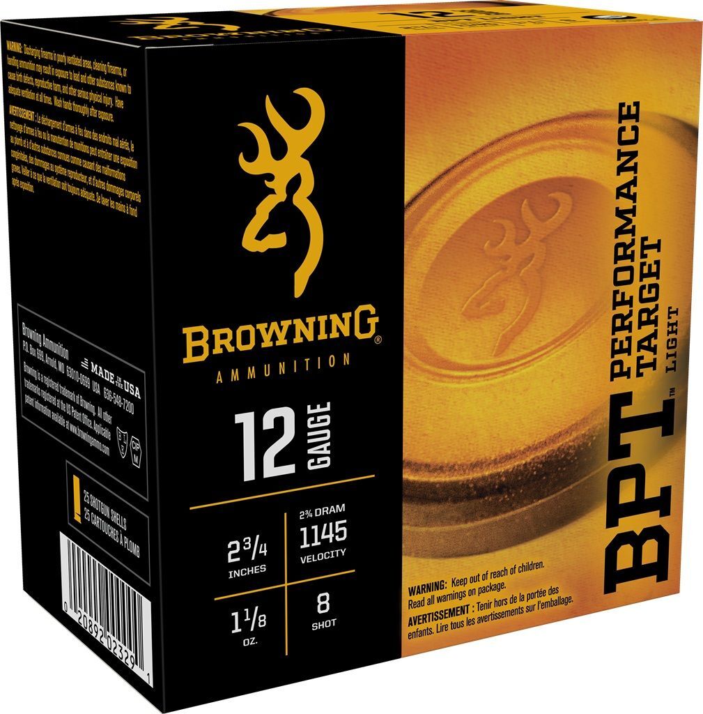 Browning BPT Performance Target 12 Gauge 2-3/4" #8 Shot, 1-1/8-Oz, 25-Rd