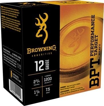 Browning BPT Performance Target 12 Gauge 2 3/4" #7.5 Shot, 1 1/8-Oz, 25-Rd