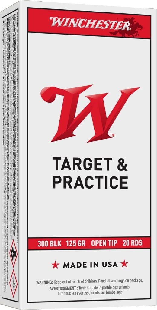 Winchester Target & Practice .300 Blackout, 125 Grain Open Tip Rifle Ammo, 20-Rd