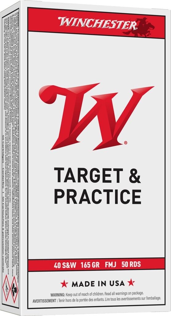 Winchester Target & Practice .40 S&W, 165 Grain Full Metal Jacket Pistol Ammo, 50-Rd