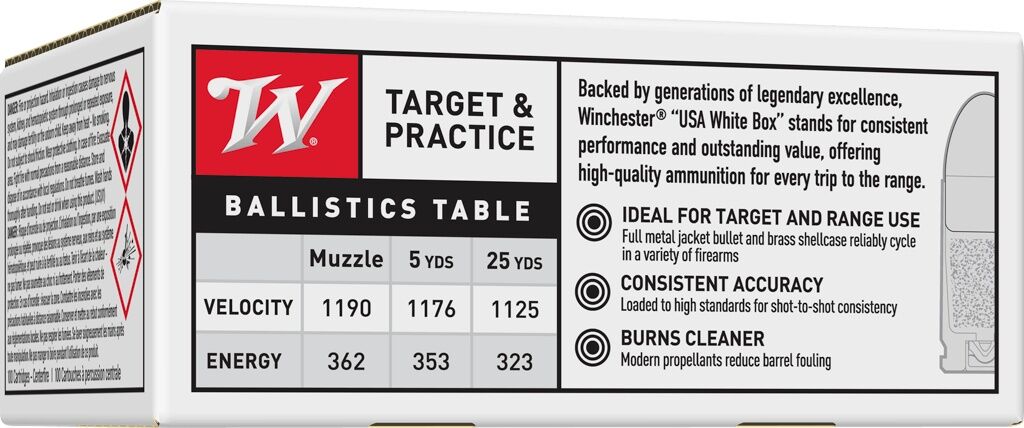 Winchester Target & Practice 9mm, 115 Grain Full Metal Jacket Pistol Ammo, 100-Rd