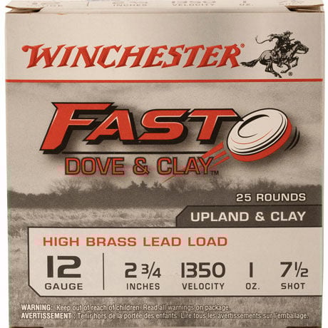 Winchester Fast Dove & Clay 12 Gauge 2 3/4" #7.5 Shot, 1-Oz, 25-Rd