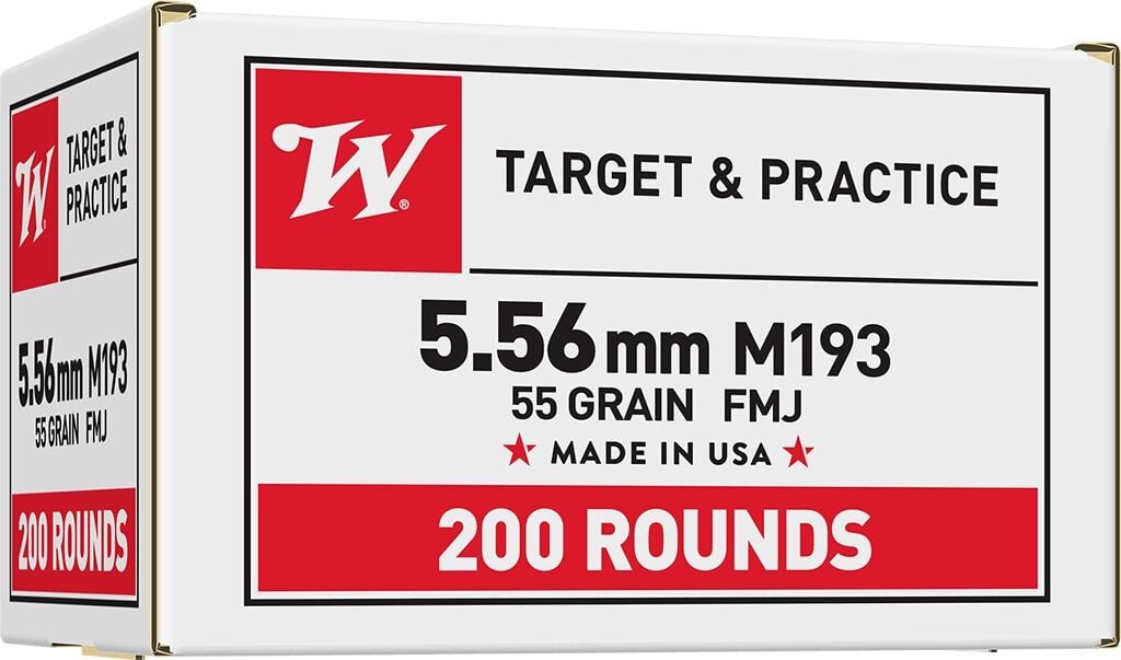 Winchester Target & Practice 5.56 NATO, 55 Grain Full Metal Jacket Rifle Ammo, 200-Rd