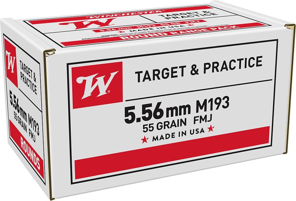 Winchester Target & Practice 5.56 NATO, 55 Grain Full Metal Jacket Rifle Ammo, 500-Rd