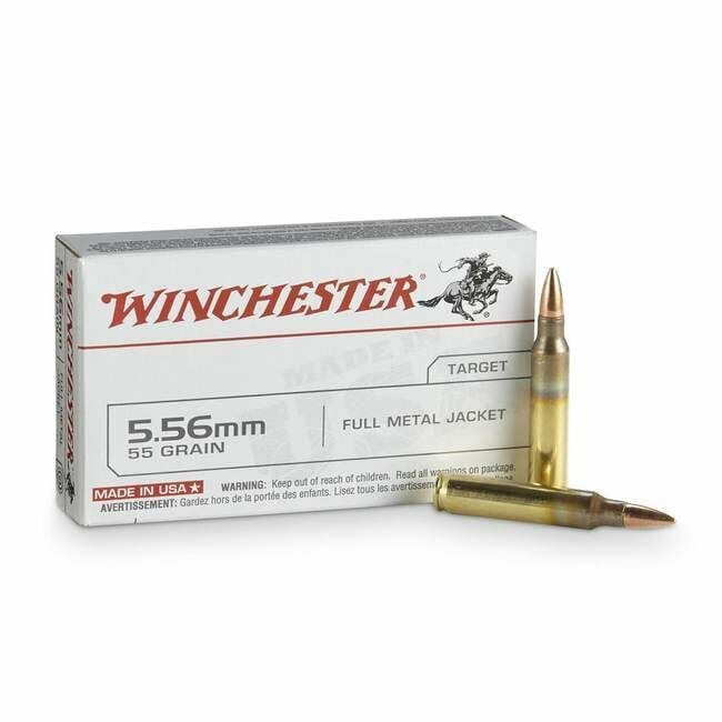 Winchester 5.56 NATO, 55 Grain, FMJ Centerfire Rifle Ammunition - 20 Rounds