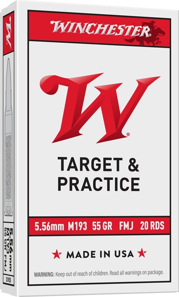 Winchester Target & Practice 5.56 NATO, 55 Grain Full Metal Jacket Rifle Ammo, 20-Rd