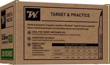 Winchester Target & Practice 5.56mm 62 Grain Ammunition, 200-Rd