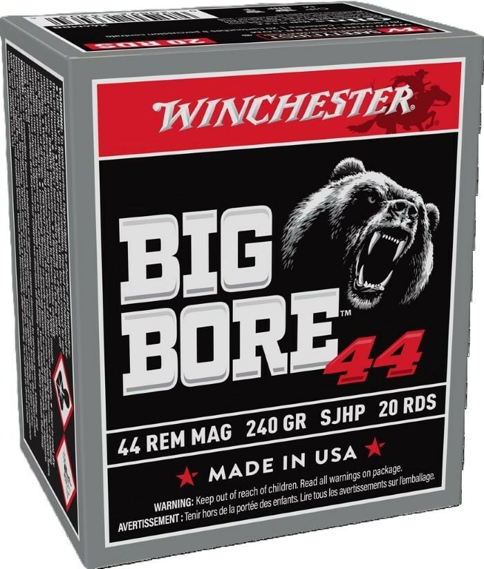 Winchester Big Bore .44 Rem Mag, 240 Grain Semi-Jacketed Hollow Point Pistol Ammo, 20-Rd