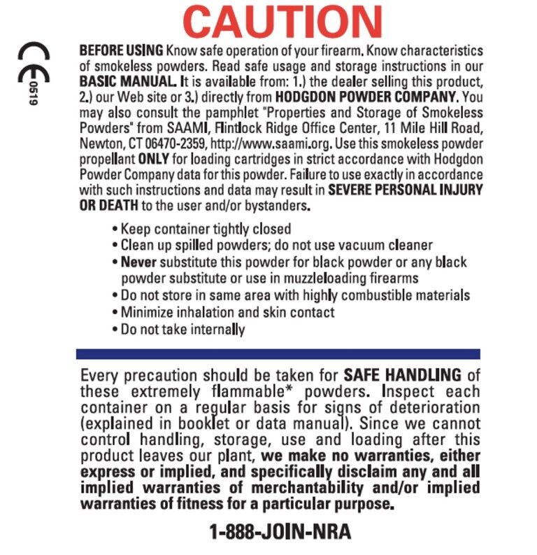 Hodgdon Winchester 296 Handgun Ball Powder Smokeless Propellant, 4-Lb