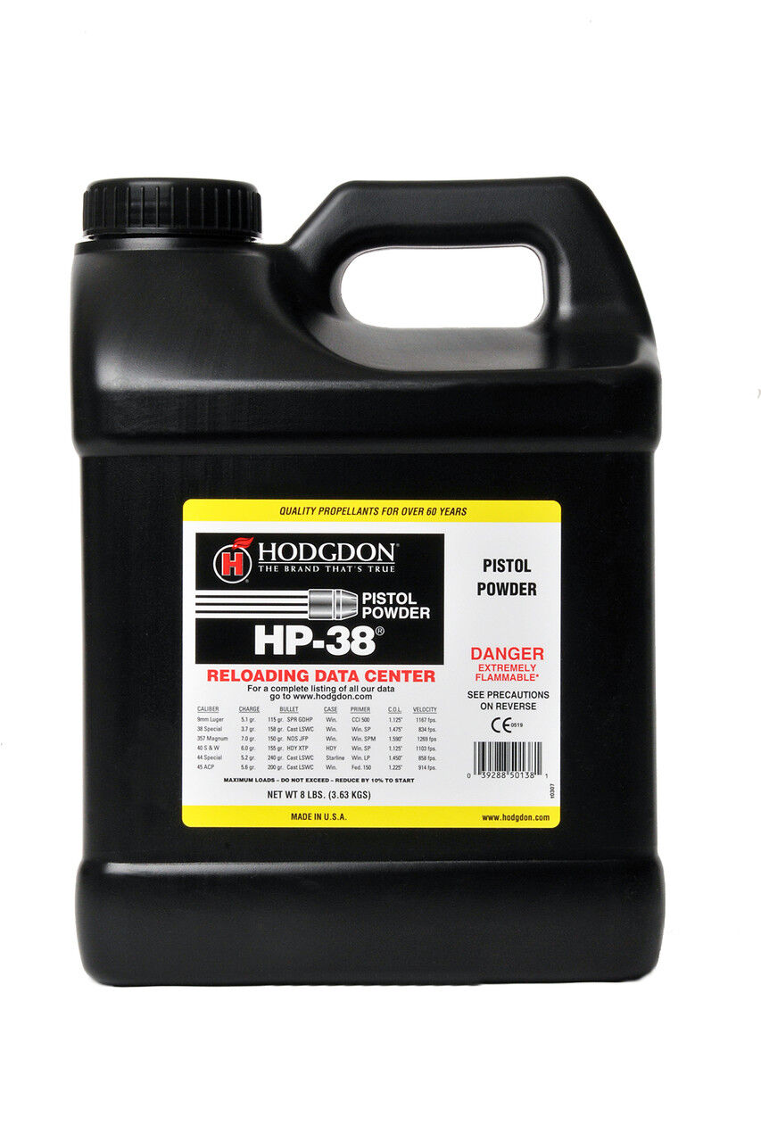Hodgdon HP-38 Smokeless Pistol Powder, 8-Lb