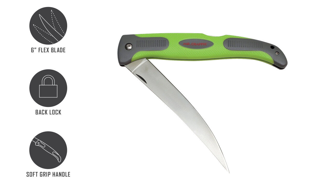 Smith's Abrasives Mr. Crappie Flex Folding Fillet Knife, 6-In