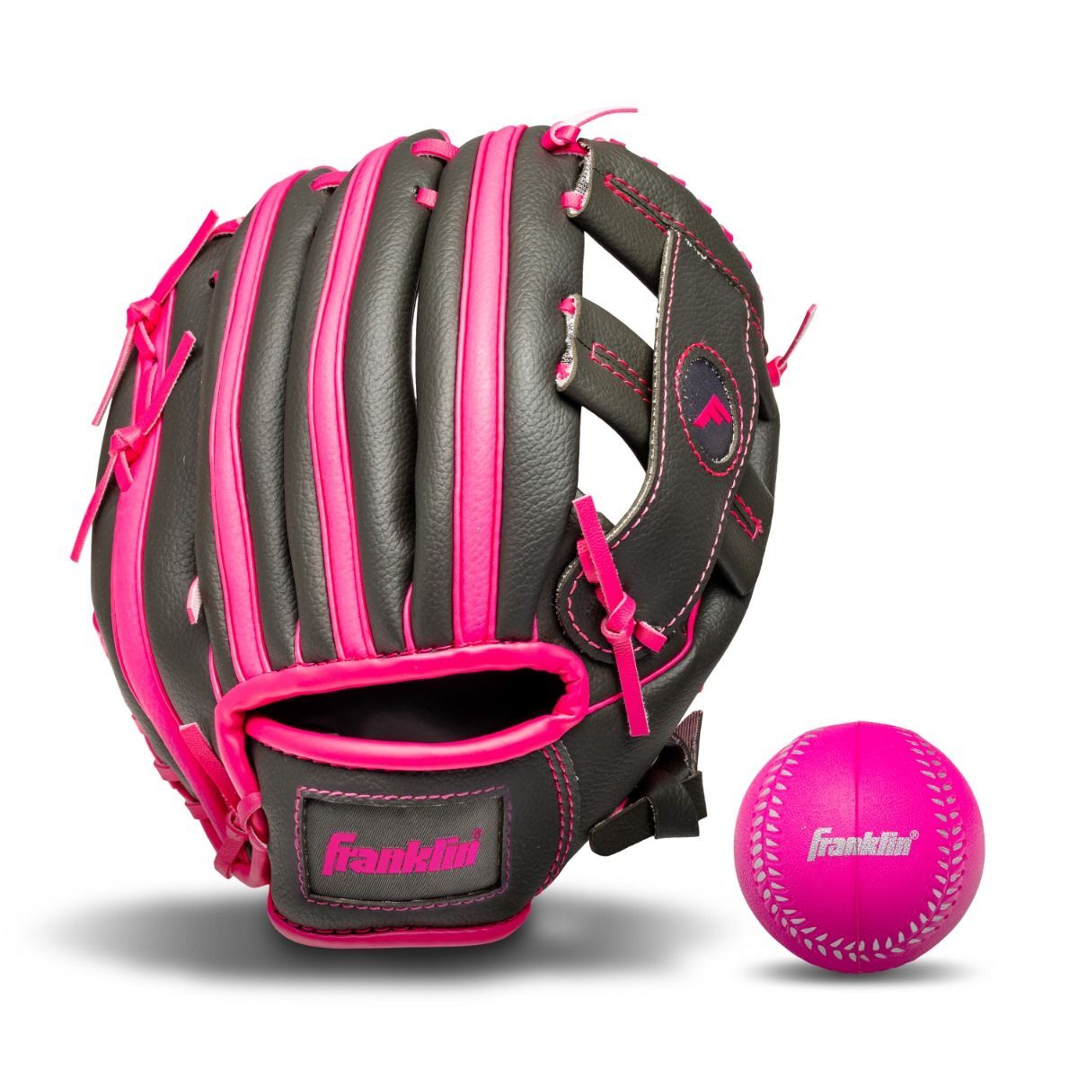Franklin Sports RTP Performance Graphite/Pink T-Ball Right Handed Feilding Glove & Ball
