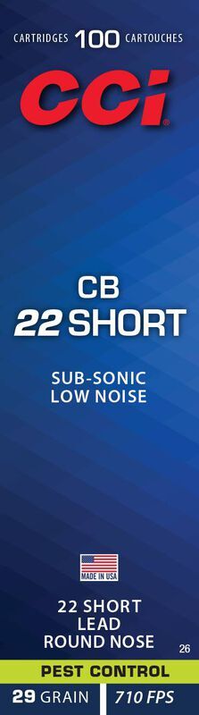 CCI CB .22 Short, 29 Grain Lead Round Nose Rifle Ammo, 100-Rd