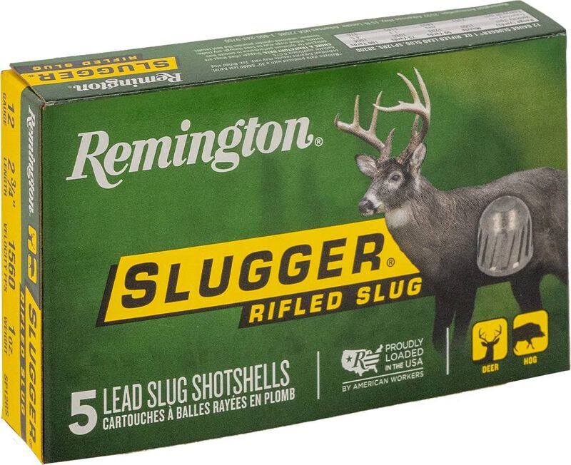 Remington Slugger 12 Gauge 2 3/4" Lead Rifled Slug, 438 Grain, 5-Rd
