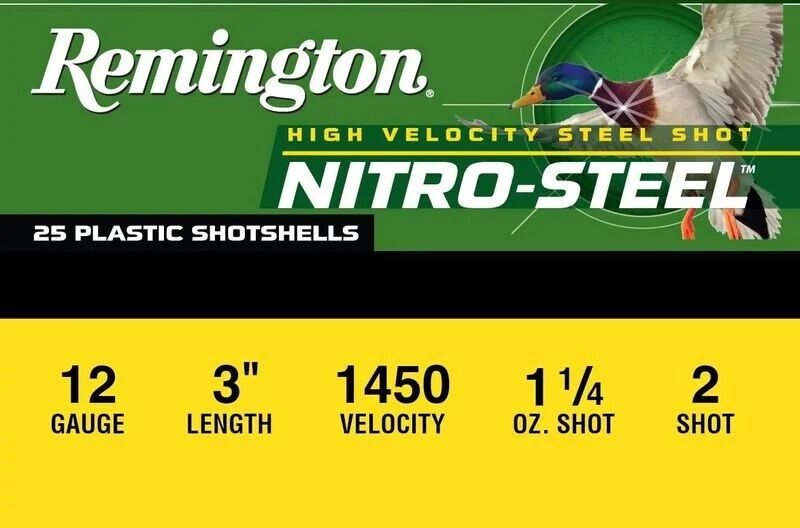 Remington Nitro-Steel 12 Gauge 3" #2 Shot, 1 1/4-Oz, 25-Rd