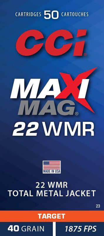 CCI Maxi-Mag .22 WMR, 40 Grain Total Metal Jacket Rifle Ammo, 50-Rd