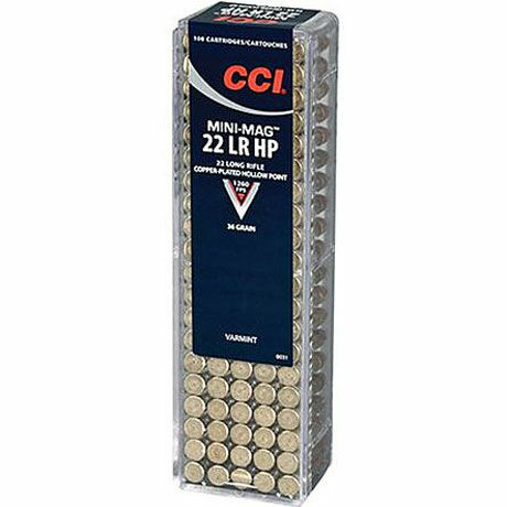 CCI Target Mini-Mag .22 LR, 40 Grain Copper Plated Round Nose Rifle Ammo, 100-Rd