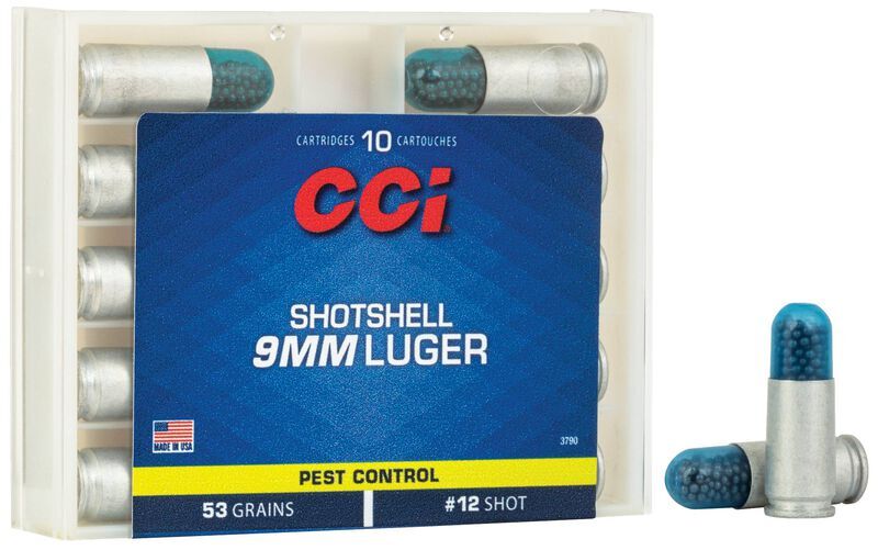 CCI Pest Control Shotshell 9mm, 53 Grain #12 Shot Pistol Ammo, 10-Rd