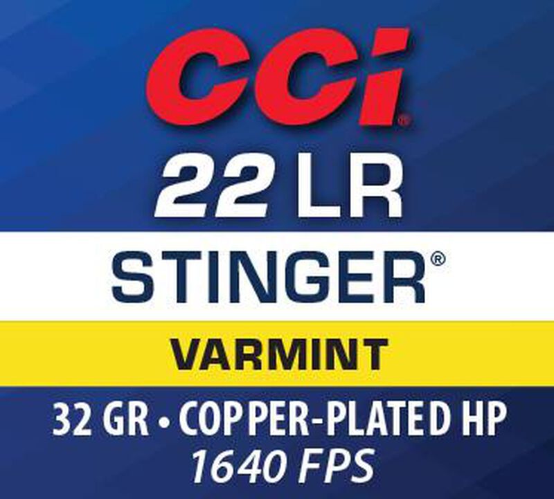 CCI Stinger .22 LR, 32 Grain Copper Plated Hollow Point Rifle Ammo, 50-Rd