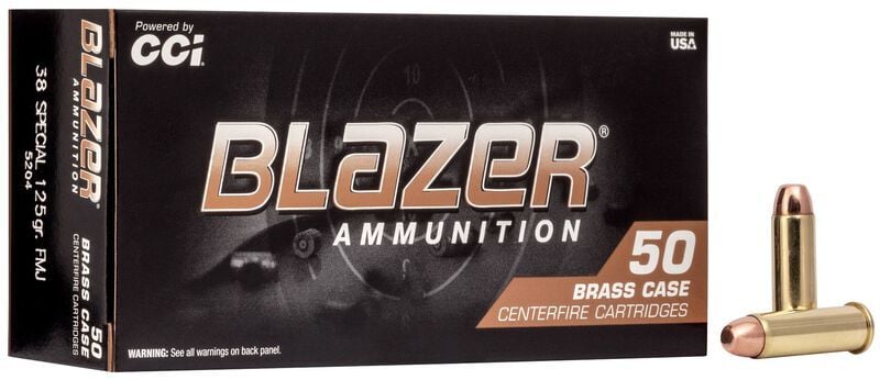 Blazer Brass .38 Special, 125 Grain Full Metal Jacket Pistol Ammo, 50-Rd