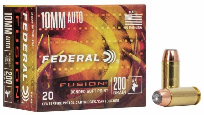 Federal Fusion 10mm Auto, 200 Grain Fusion Soft Point Pistol Ammo, 20-Rd