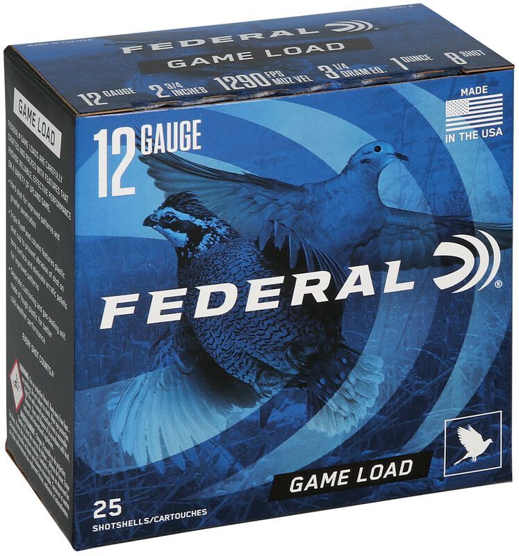 Federal Game Load Upland 12 Gauge 2 3/4" #8 Shot, 1-Oz, 25-Rd