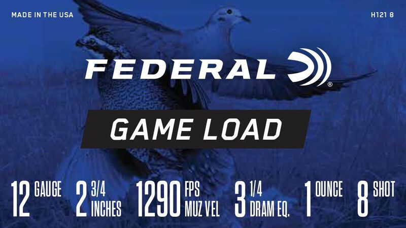 Federal Game Load Upland 12 Gauge 2 3/4" #8 Shot, 1-Oz, 25-Rd