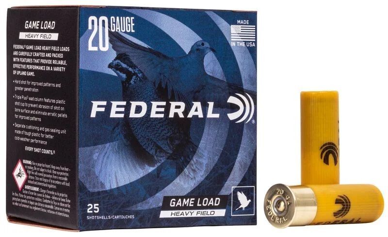 Federal Game Load Upland Heavy Field 20 Gauge 2-3/4-In #6 Shot, 1-Oz Shotgun Ammo, 25-Rd