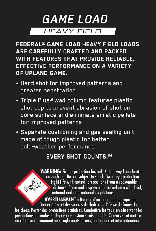 Federal Game Load Upland Heavy Field 20 Gauge 2 3/4" #6 Shot, 1-Oz, 25-Rd