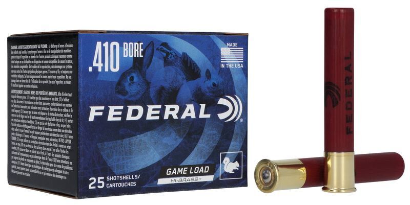 Federal Game Load Upland Hi-Brass .410 Bore 3-In #5 Shot, 11/16-Oz Shotgun Ammo, 25-Rd