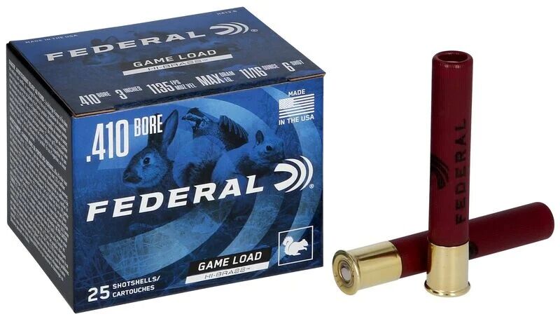Federal Game Load Upland Hi-Brass. 410 Bore 3" #6 Shot, 11/16-Oz, 25-Rd