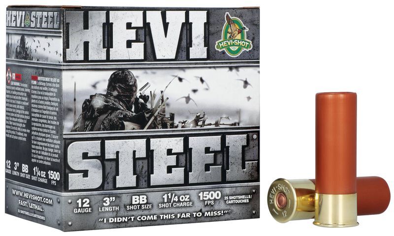 HEVI-Shot Hevi-Steel 12 Gauge 3" BB Shot, 1 1/4-Oz, 25-Rd
