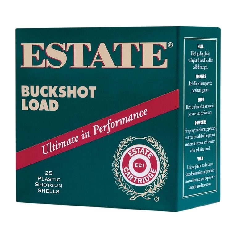 Estate Buckshot Load 12 Gauge 2 3/4" #00 Buckshot, 25-Rd