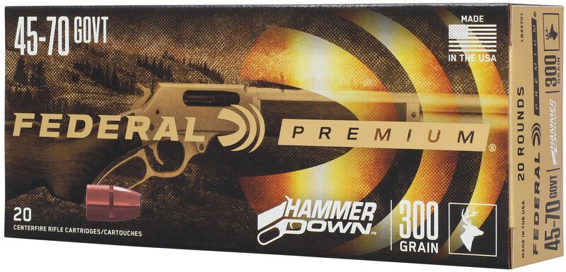 Federal HammerDown .45-70 Government, 300 Grain Bonded Soft Point Rifle Ammo, 20-Rd