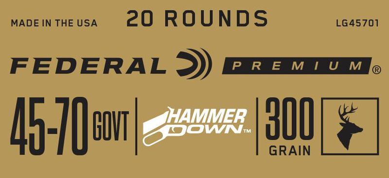 Federal HammerDown .45-70 Government, 300 Grain Bonded Soft Point Rifle Ammo, 20-Rd