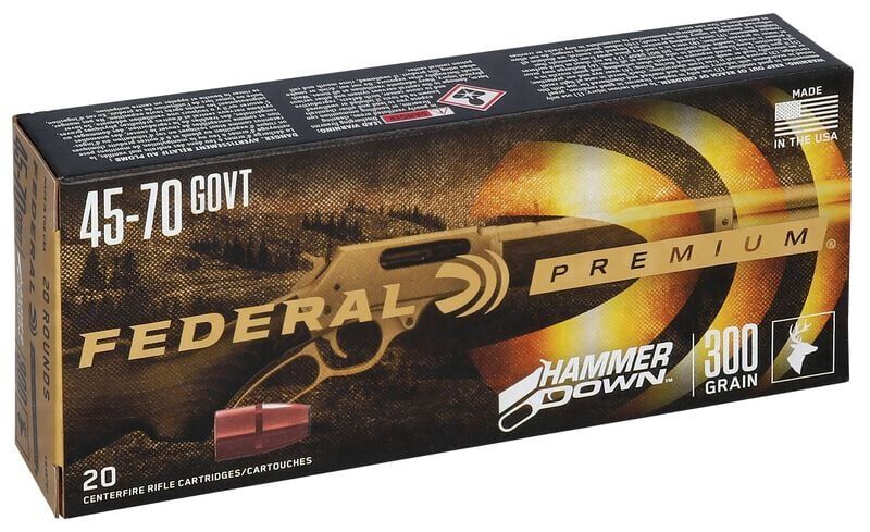 Federal HammerDown .45-70 Government, 300 Grain Bonded Soft Point Rifle Ammo, 20-Rd