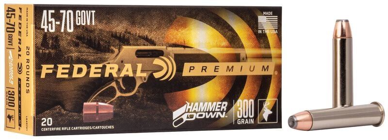 Federal HammerDown .45-70 Government, 300 Grain Bonded Soft Point Rifle Ammo, 20-Rd