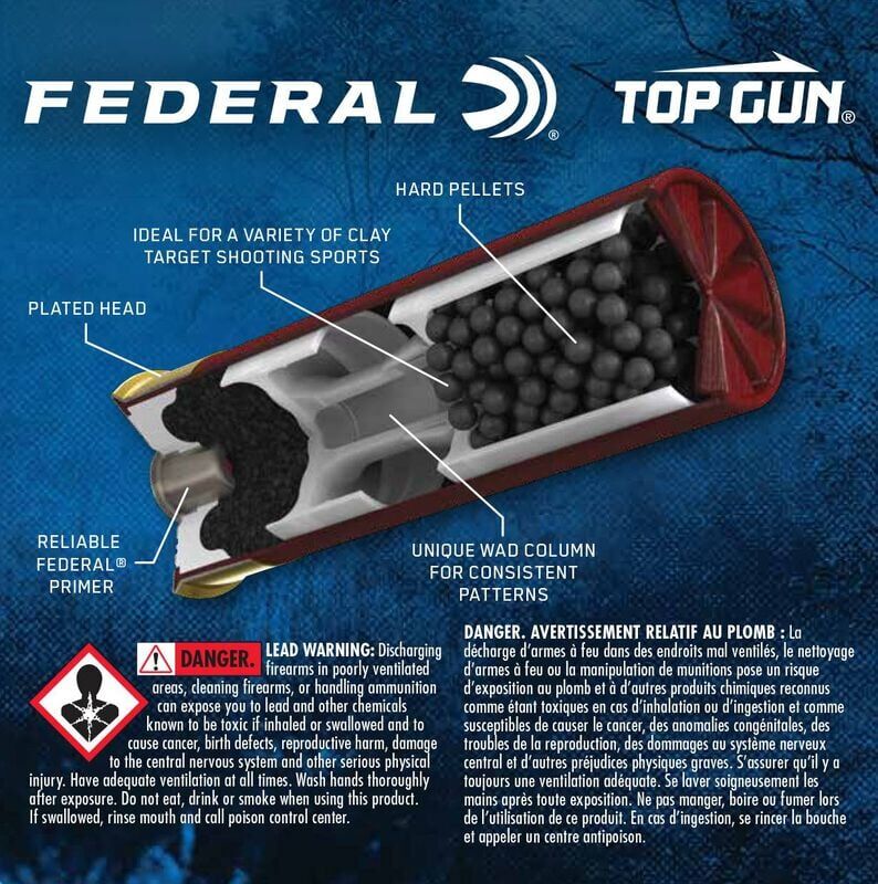 Federal Top Gun 12 Gauge 2 3/4" #8 Shot, 1 1/8-Oz, 25-Rd