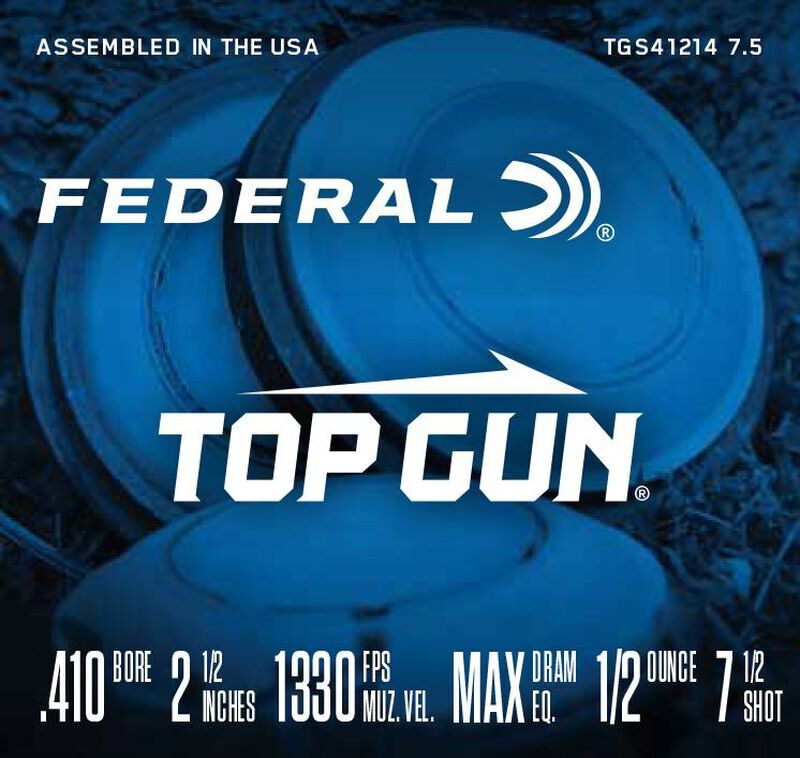 Federal Top Gun .410 Bore 2 1/2" #7.5 Shot, 1/2-Oz, 25-Rd