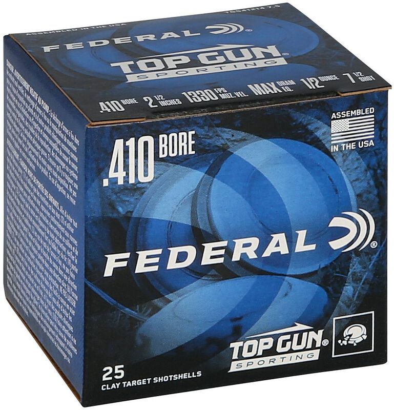 Federal Top Gun .410 Bore 2 1/2" #7.5 Shot, 1/2-Oz, 25-Rd